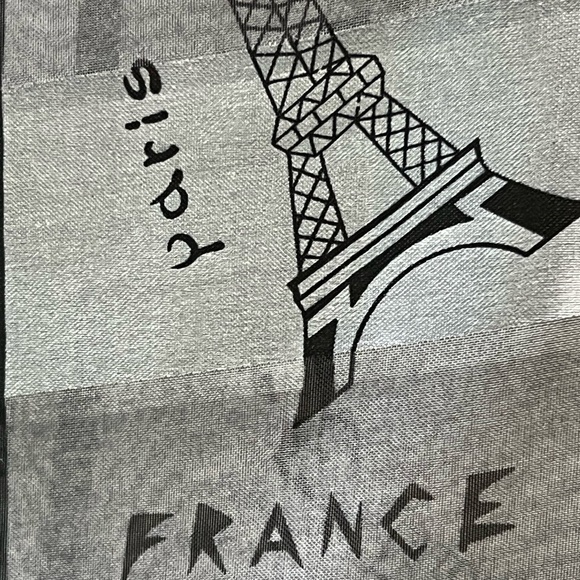 Silky scarf Grey wrap Mob Wives Paris France print 37”x37” - Picture 8 of 8